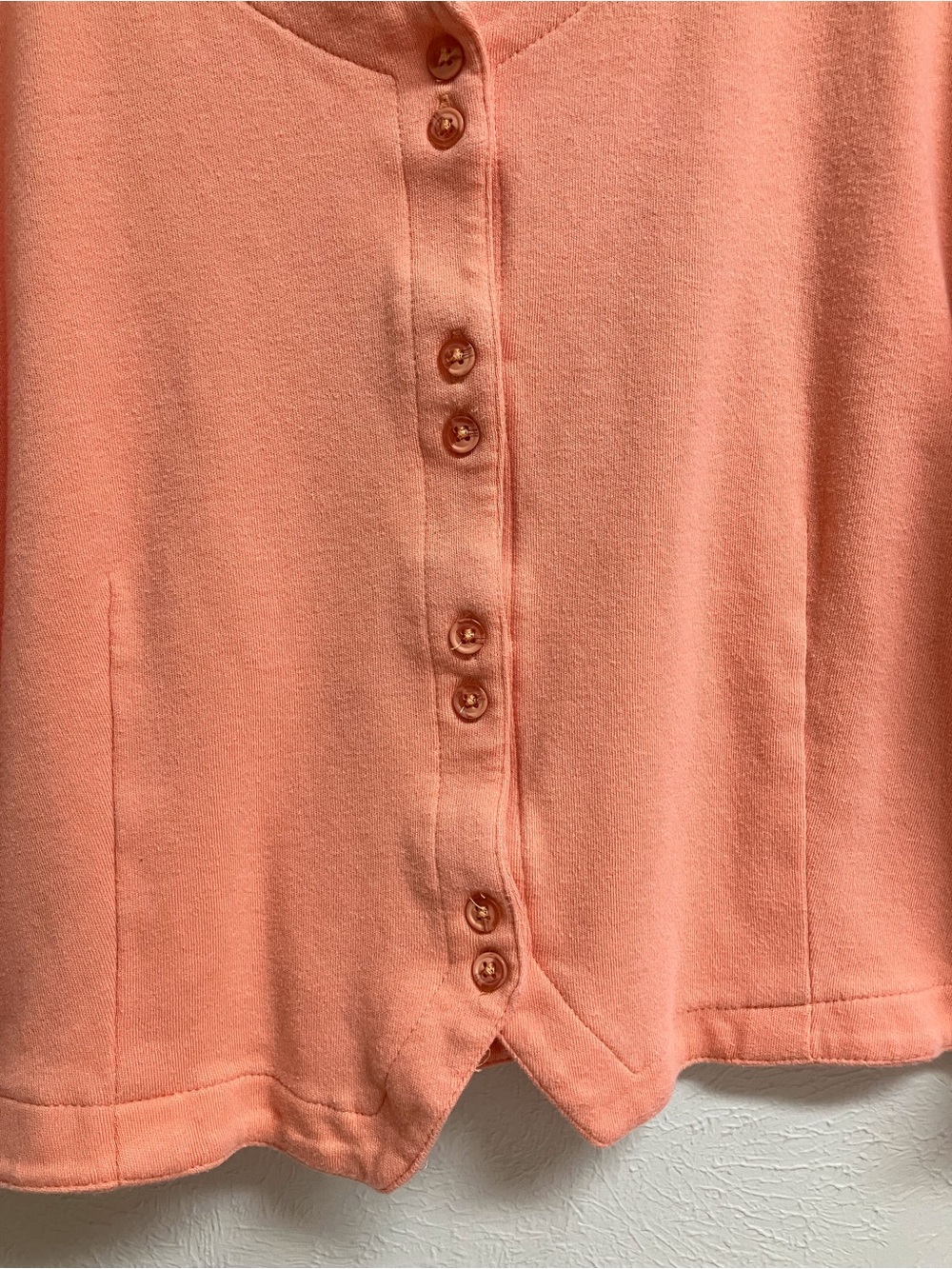 Comfortable Peach Button-Front Short Sleeve Top - Picture 3 of 12